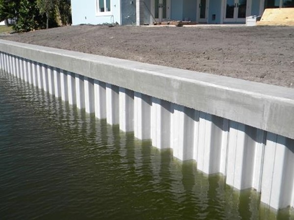 PVC sheet pile retaining walls stabilize soil and enhance landscapes.